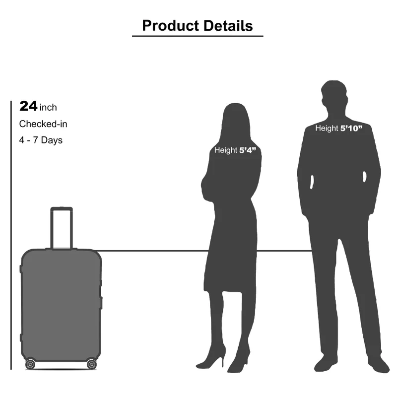 Senator  unisex hard case medium checked luggage lightweight pp fashion trolley luggage with 360° degree 4 twin wheel and safe zippers kh1010 green  | Best Price UAE